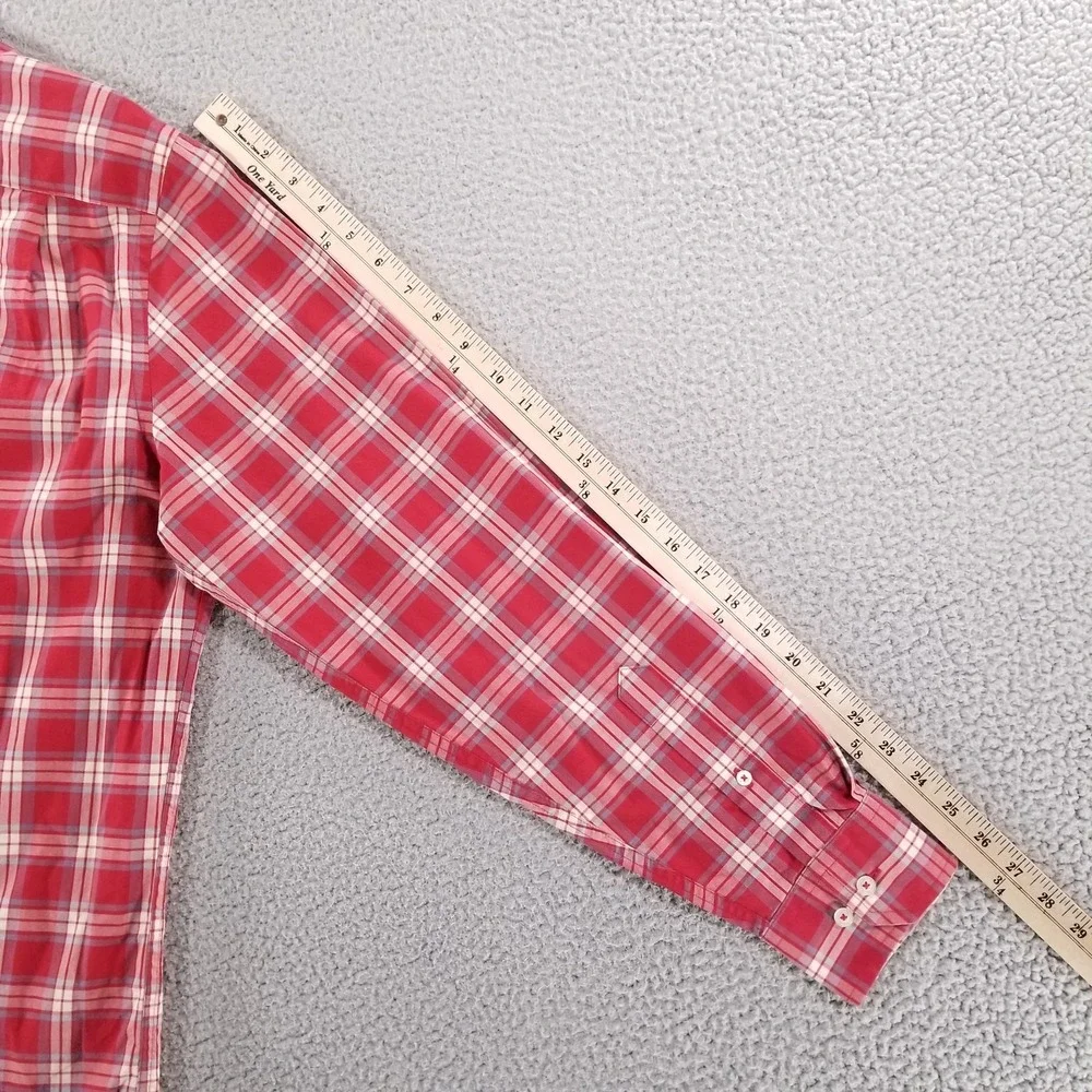 Southern Tide Shirt Mens Large Red Plaid Stretch Sport Classic Fit Button Down